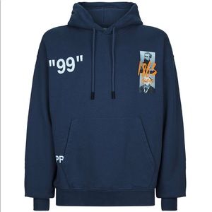 OFF-WHITE SUMMER GRAPHIC PRINT HOODIE BLUE